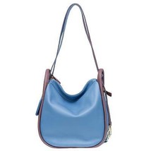 Bruno Rossi Italian Made Blue Pebbled Leather Convertible Hobo Bag Backpack - £233.12 GBP