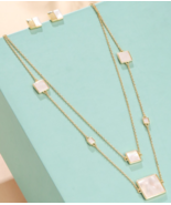 Sterling Silver Gold Plated Bezel Set MOP Station Layered Necklace Earri... - $93.05