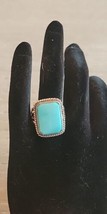 Vintage Native American Sterling Silver Chunky Rectangle Turquoise Ring - £58.72 GBP