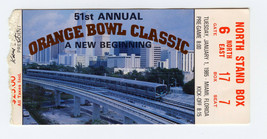 51st Orange Bowl Ticket Stub Washington vs. Oklahoma January 1 1985 1/1/85 - £15.81 GBP