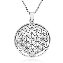 Geometrical Flower of Life Connected Circles Sterling Silver Necklace - £17.26 GBP