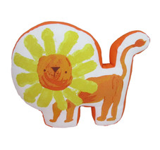 The Land Of Nod Lion Pillow Throw Toss Accent Orange Yellow White 14&quot; - £9.48 GBP
