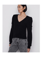 FRAME Frankie Puff Sleeve Cashmere Sweater, 100% Cashmere, Black, Large ... - $281.33 CAD