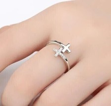 0.50Ct Round Cut Lab-Created Diamond Bypass Cross Ring 14k White Gold Plated - £108.05 GBP