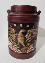 Ceramic Shapped Like A Dairy Milk Can - Folk Art Eagle American Flag 9 By 6 Inch - £28.03 GBP