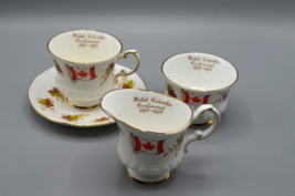 Elizabethan BC Centennial Sugar Bowl Creamer Teacup Set Canada Flag Maple 1971 - £34.10 GBP