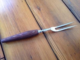 Vintage Canoe Muffin Mid Century Modern Steel Wood Handled Serving Fork ... - $24.99