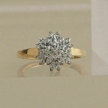 2 CT Rond Simulé Cluster Diamant Femmes Fiançailles Bague or Jaune Plaqué - £97.40 GBP