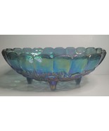 Indiana Carnival Glass Harvest Grape Iridescent Blue 4-Footed Fruit Bowl... - £53.89 GBP