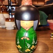 Vintage Japanese Wooden Wood Kokeshi Doll Asian Kimono 7&quot; Carved Japan - £30.13 GBP
