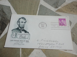 1958 4 cent Lincoln Coil New Postage Rate First Day Issue Envelope Stamp  - £2.01 GBP