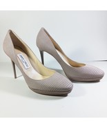 Jimmy Choo Beige Size 39 1/2 Lizard Embossed Leather Hope Platform Pumps - $140.00