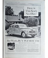 1940&#39;s PLYMOUTH NO. 1 BUY CAR-More Power-Chrysler Corp-Vintage Print Ad-... - $237.55 MXN