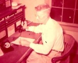 Man at Telephone Switchboard Homemade Glass Slide 1950s - £15.56 GBP