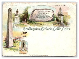 Greetings From Historic Battle Fields Boston MA 1895 Continental Postcard O21 - £13.70 GBP