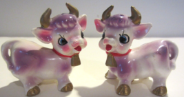 Vintage ELSIE  the purple cow Salt Pepper set - Japan - $16.77