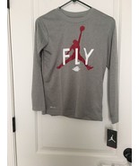 Nike Dri-Fit Boys Athletic Gray Long Sleeve Shirt Air Jordan Jumpman Siz... - £26.83 GBP