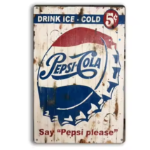 Pepsi-Cola &quot;Say Pepsi Please&quot; Vintage Novelty Metal Sign 12&quot; x 8&quot; Wall Art - £7.06 GBP