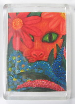 Cat Hiding In Flowers Print Refrigerator Magnet 2.5 x 3.5 Direct from Artist - £4.78 GBP