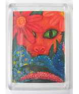 Cat Hiding In Flowers Print Refrigerator Magnet 2.5 x 3.5 Direct from Ar... - £4.71 GBP