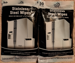 Smart Home Stainless Steel Wipes 30 Count Set of 2 Packs 60 Wipes Total NEW - £15.46 GBP