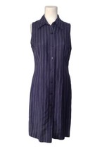 B Moss Linen Blend Pinstripe Sleeveless Shirt Dress Size 6 Navy Mob Wife... - $17.09