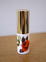 Vintage 40s Handpainted Rose Milk Glass &amp; Brass Perfume Cologne Atomizer... - £47.03 GBP