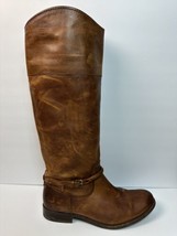 Frye Melissa Seam Tall Boot Women’s 6.5 B Brown Cognac Distressed Riding Boots - £87.32 GBP