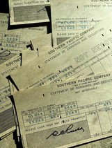 Vintage 1950s Southern Pacific Railroad Company Paper Paycheck Stub Lot ... - $52.78