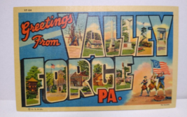 Greeting From Valley Forge Large Big Letter Postcard Pennsylvania Linen Unused - £4.99 GBP