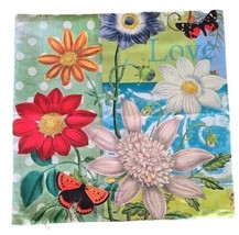 Handcrafted ~ LOVE ~ Floral ~ 17.5&quot; x 17.5&quot; ~ Walter Robinson Print Pillow Cover - £26.16 GBP