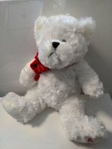 White Teddy Bear  with Red Bow Stuffed Animal White Plush Soft Toy 11&quot;  - $10.26