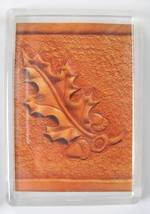 Oak Leaf Hand Tooled Leather Print Refrigerator Magnet 2.5 x 3.5 from Artist - £4.78 GBP