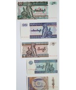 Banknotes Central Bank of Myanmar (Burma) Set of 5 UNCIRCULATED banknotes - €3,38 EUR