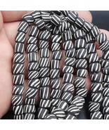 Lot 2 vintage old african black &amp; white glass  stripes beads 7-9mm beads - $44.19 CAD