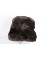 Vintage 90s Streetwear Faux Fur Plush Shag Bucket Hat Cap Brown Womens 26&quot; - $61.01 CAD