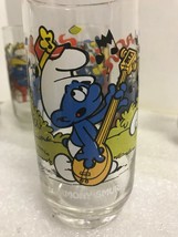 Smurf HARMONY Music Smurf Drinking Glass 1983 Peyo Wallace Berrie &amp; Co 6&quot;  - £6.17 GBP