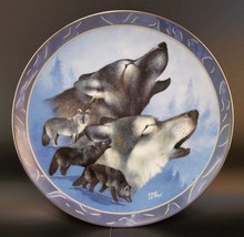 Spirit of The Wilderness Porcelain Art Plate Wolves Dawn&#39;s Salute Blue Wolf - £9.38 GBP