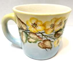 Vintage Artist Signed 1961 Handpainted Floral Yellow Poppy Coffee Tea Cu... - $25.47