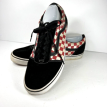 Rare Vans 11.5 Mens Off The Wall Red White Checkerboard Black Suede Skate Shoes - £79.00 GBP