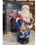 Traditions 19&quot; Tall Blown Glass Santa Claus w/ Wooden Base In Original B... - $77.89 CAD