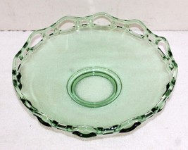 Lancaster Open Work Green Uranium Glass Lace 10&quot; Serving Dish Table Fruit Bowl - £39.30 GBP