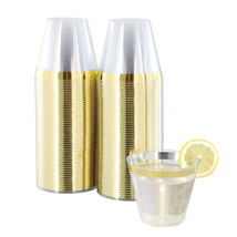 Elama 100 Piece 9 Ounce Disposable Plastic Gold Rimmed Party Cup Set - $55.10