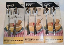 EKCO New Stainless 6 Vintage Grapefruit Citrus Spoon Old Stock Spoons - $18.29