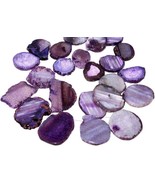 Freesize Purple Slab Achat Agate Gemstone Loose Bead 8pc - £10.41 GBP