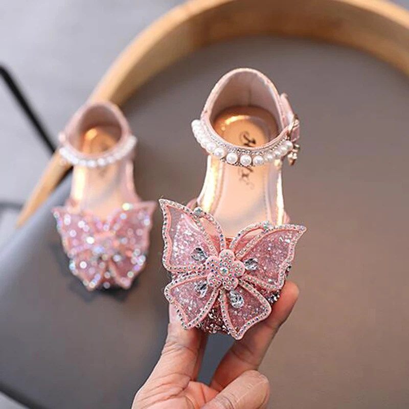 Summer Girls Sandals Fashion Sequins Rhinestone Bow Girls  Shoes Baby Girl Shoes - £98.44 GBP