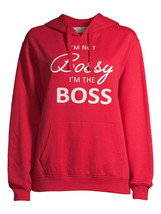 Bossy Juniors Graphic LS Hoodie Pullover Fleece Red Size M 7-9 (LOC TUB-92) - £14.75 GBP