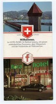 Hotel Flora DieCut Brochure Lucerne Switzerland Best Western Utell Inter... - $15.84