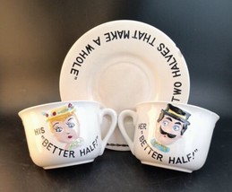 His and Her Better Half Vintage Ceramic Coffee Cup Set 328 - £13.98 GBP