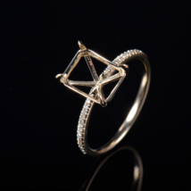 14k White Gold Ring Semi Mount Ring Engagement Gold Emerald Setting 5x6 mm Ring - £474.03 GBP